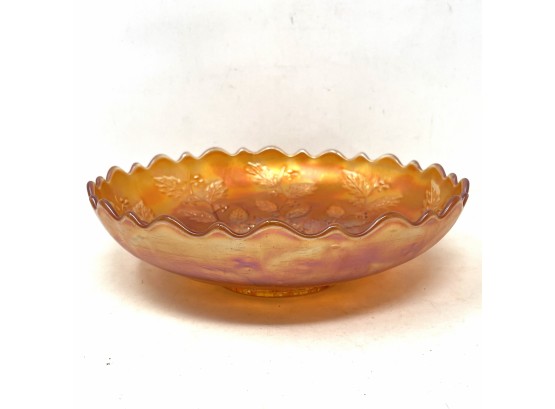 Holly Fenton Bowl In Marigold Carnival Glass
