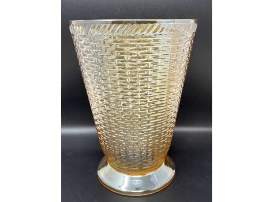 Vintage 1930s Westmoreland Basketweave And Cable Pattern Carnival Glass Vase