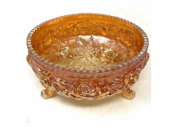 Marigold Carnival Glass Footed Pedestal Dish