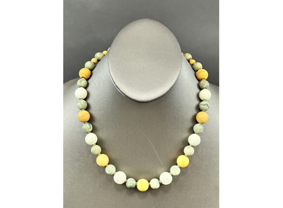 Beautiful Beaded Stone Necklace With Toggle Clasp