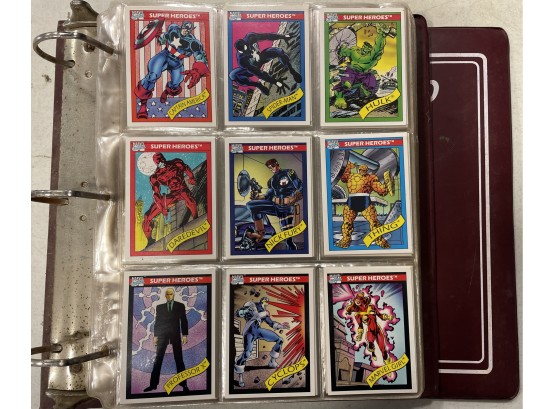 Binder Full Of Vintage 1990 Marvel Cards Including Holo