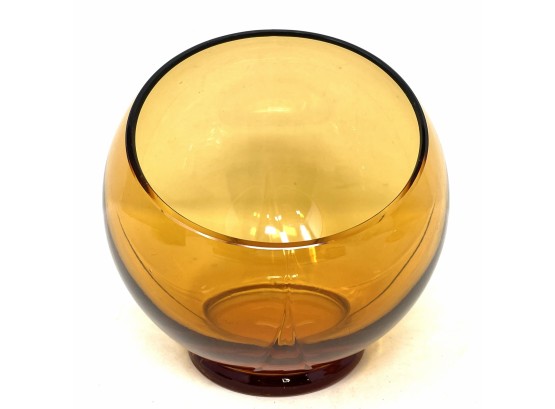Vintage Mid Century Era Amber Glass Orb Planter/bowl