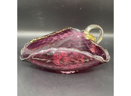 Amethyst And Amber Glass Candy Dish