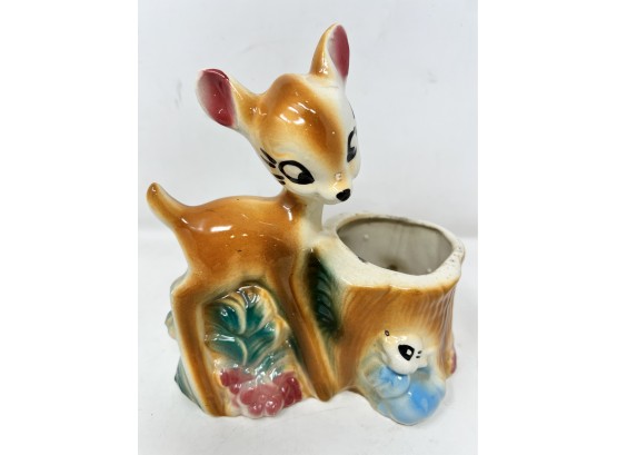 Vintage Bambi And Thumper Ceramic Planter