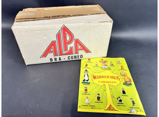 Full Set Of Vintage Looney Tunes 6' ALPA Hand Painted Empty Decanters W/ Box