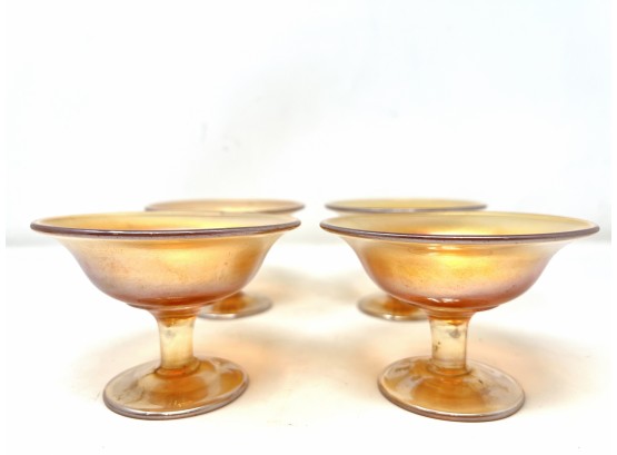 Vintage Marigold Carnival Glass Set Of 4