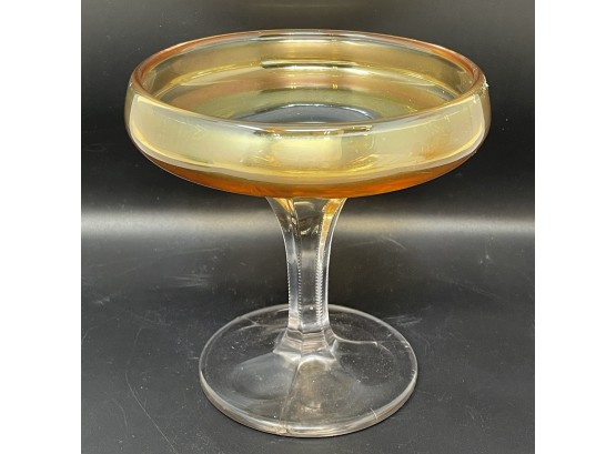 Vintage Marigold Glass Pedestal Bowl