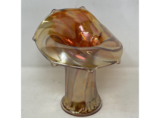 Vintage Marigold Orange Carnival Glass Jack In The Pulpit Vase