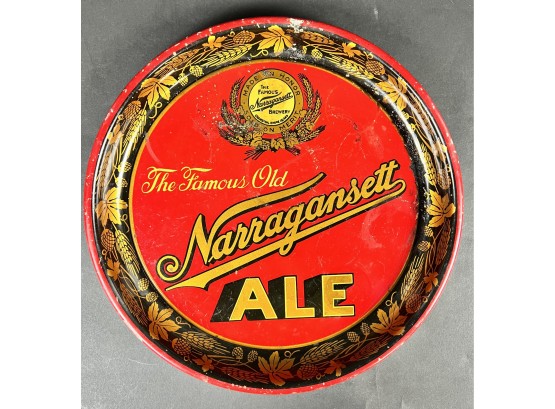 Early Vintage NARRAGANSETT ALE Beer Tin Advertising Tray