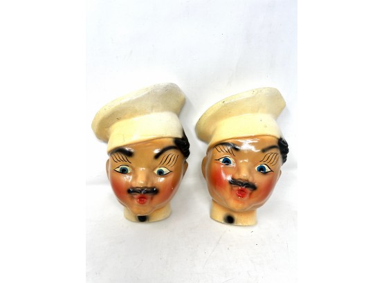 Pair Of Chalkware Chef String Holders