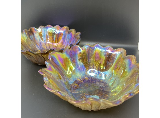 Pair Of Carnival Glass Bowls
