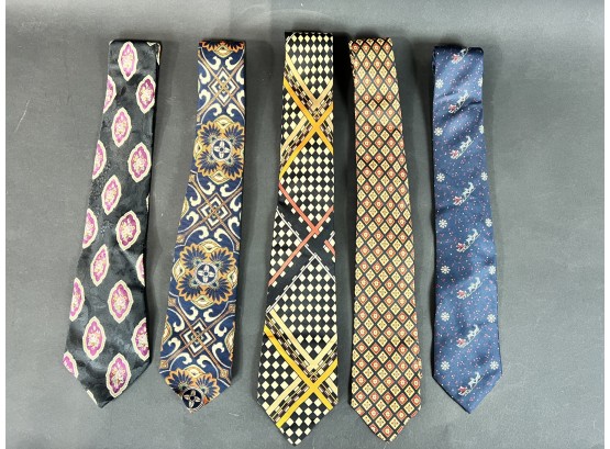 Collection Of Vintage Name Brand Silk Ties Including Roland