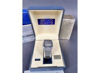 Seiko A127- Chronograph Watch LCD Digital With Original Bracelet And Box