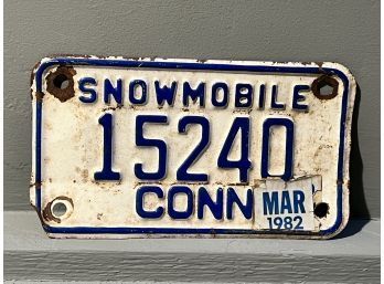 Vintage Snowmobile Plate CT