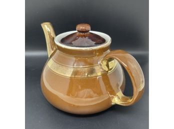 Vintage Halls Porcelain Teapot In Brown And Gold