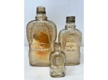 Collection Of Vintage Carnival Glass Golden Wedding Whiskey Bottles