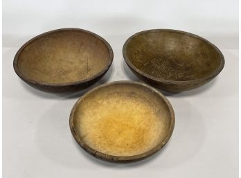 Trio Of Vintage Wooden Bowls