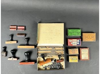 Lot Of Vintage Stamps And Stamp Pads