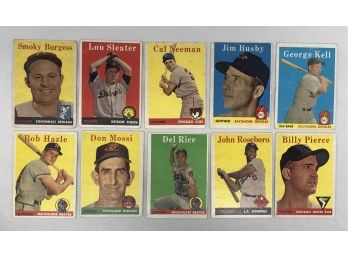 Lot Of (10) 1958 Topps Baseball Cards
