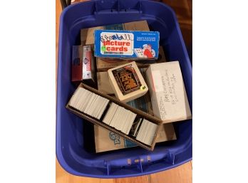 Rubbermaid Bin Filled With Sports Cards