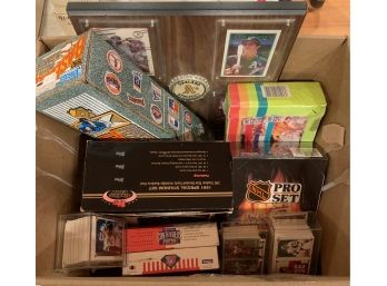 Box Lot Of Sports Cards, Sets And Unopened Wax