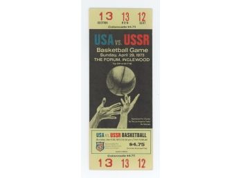 1973 USA Vs. USSR Basketball Game Ticket