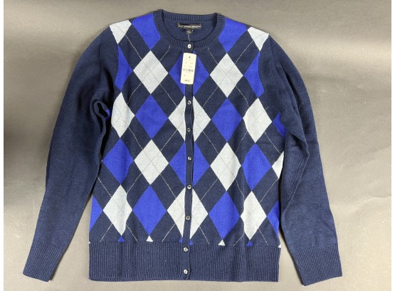 New With Tags Womens Brooks Brothers Argyle Sweater Size Large 100 Lambswool