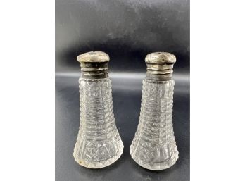 Petite Salt And Pepper Shakers With Sterling Tops
