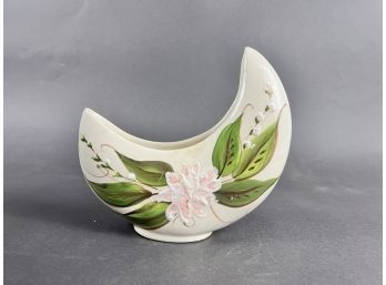 Ceramic Planter In Crescent Shape With Floral Detail