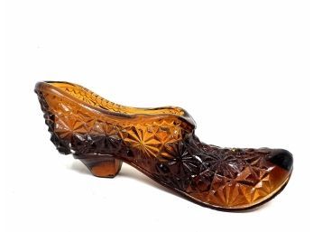 Amber Colored Glass Shoe