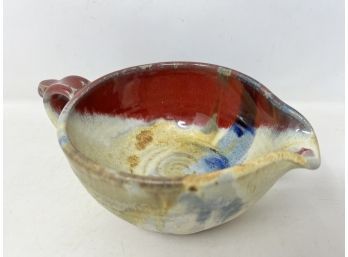 Signed Pottery - Handled Mixing Bowl