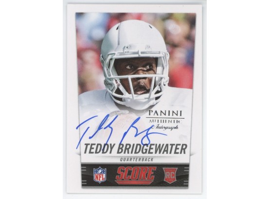 2014 Score Teddy Bridgewater Rookie On Card Autograph
