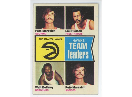 1974 Topps Hawks Team Leaders W/ Pete Maravich