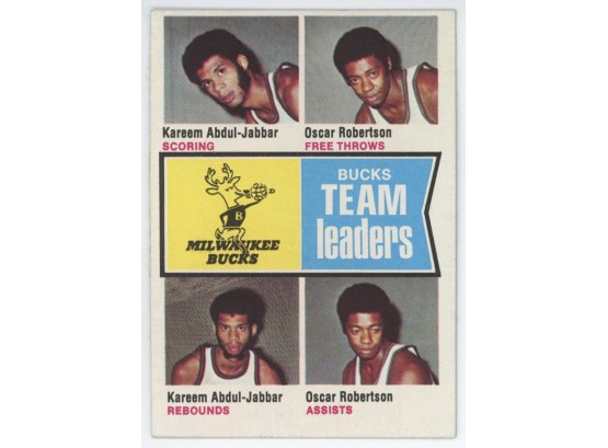 1974 Topps Bucks Leaders W/ Kareem Abdul-Jabbar And Oscar Robertson
