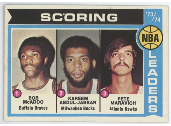 1974 Topps NBA Scoring Leaders W/ Kareem Abdul-jabbar And Pete Maravich