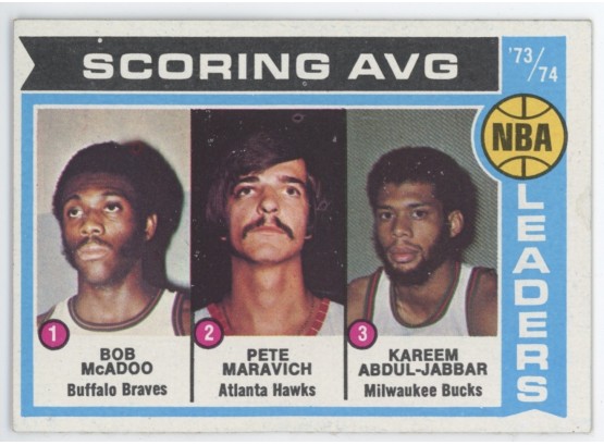 1974 Topps NBA Scoring Average Leaders W/ Pete Maravich And Kareem Abdul-jabber