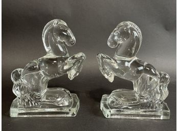Heisey Glass Horse Bookends