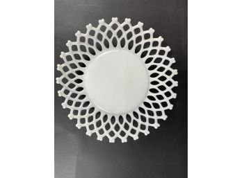 Large Lace Edged Milk Glass Plate