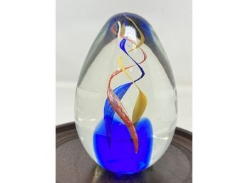 Vintage Glass Paperweight - Ribbons