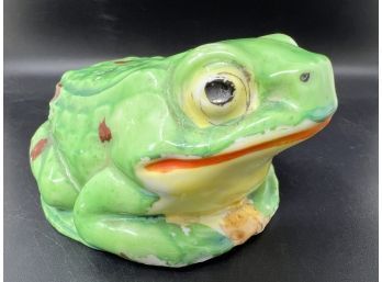 Vintage Porcelain Frog Hat Pin Pin Holder