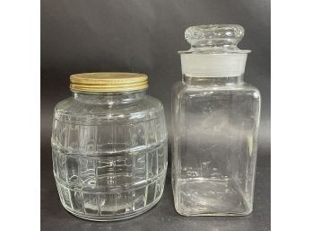 Lot Of (2) Glass Jars