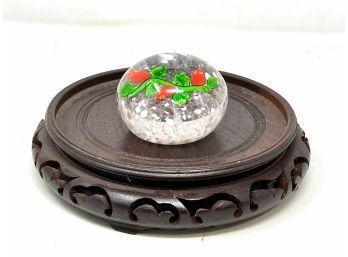 Vintage Glass Paperweight - Floral