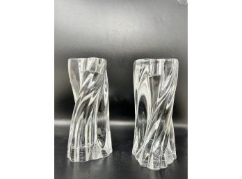 Signed Baccarat Pair Of Odilon Candlesticks