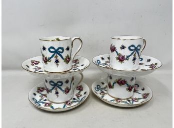 Set Of 4 Staffordshire Demi Tasse Cups And Saucers