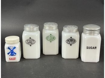 Large Lot Of Vintage Milk Glass Shakers