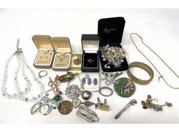 Costume Jewelry Lot Including Sterling Brooch