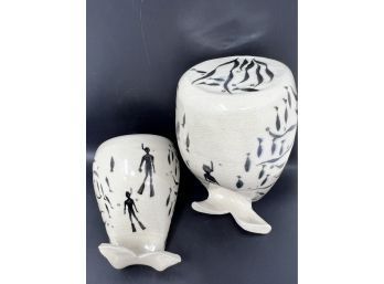 Unique Pair Of Nautical Pottery Wall Shelves Mermaid Tails