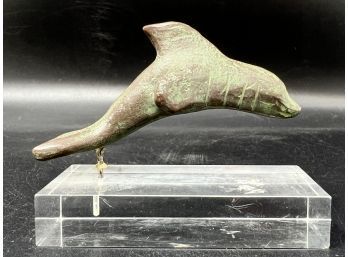 Miniature Lucite Base Dolphin Figure