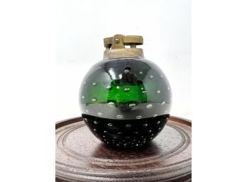 Vintage Green Glass Paperweight / Table Lighter