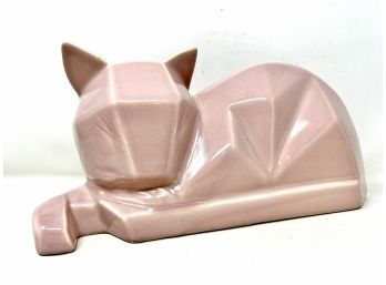 Large Vintage Hyland Pottery Geometric Cat Figure Post Modern!